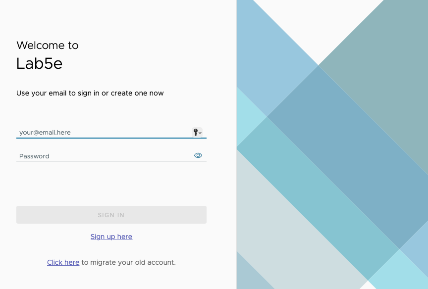 Login page