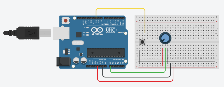 Arduino with button and potentiometer